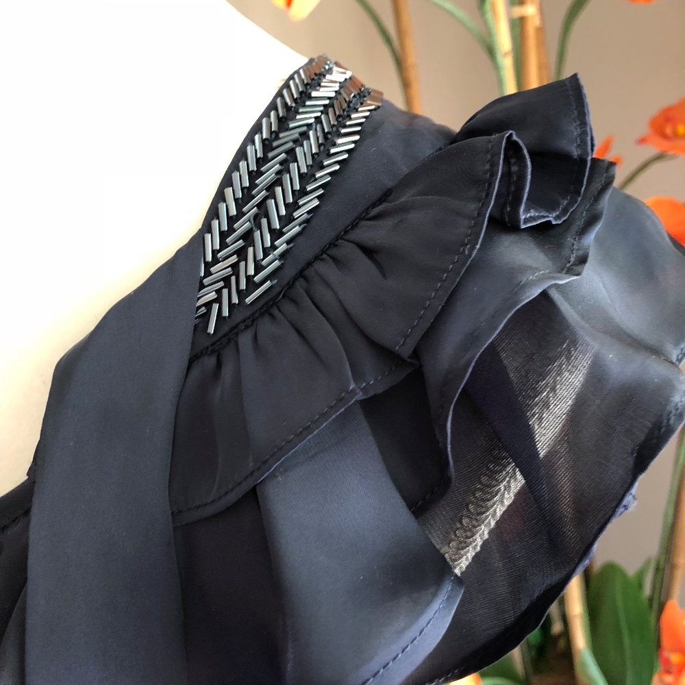 Navy Blue Ruffled Top - Picture 2 of 5